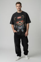Vintage Acid Wash OSOZY Cartoon Bear Streetwear Tee