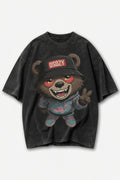 Vintage Acid Wash OSOZY Cartoon Bear Streetwear Tee